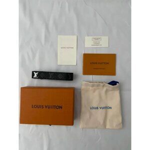 Black Louis Vuitton LV Slim Big Logo Bracelet Adjustable 19 Size W/ Box